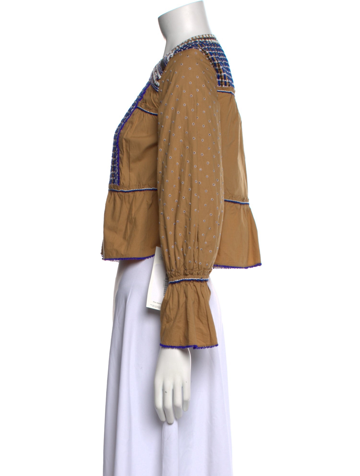 Veronica Beard Patterned Crew Neck Crop Top