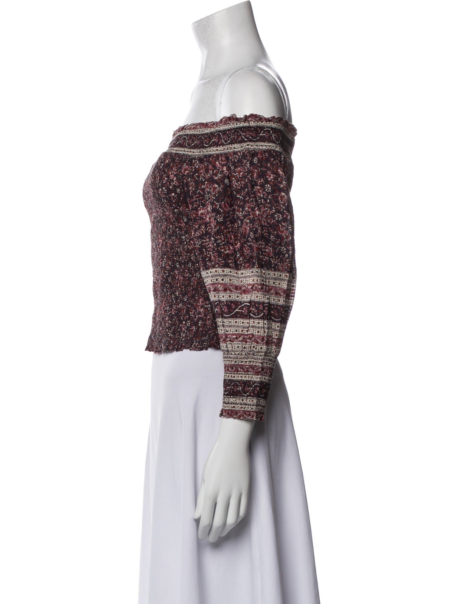 Veronica Beard Printed Off-The-Shoulder Crop Top w/ Tags