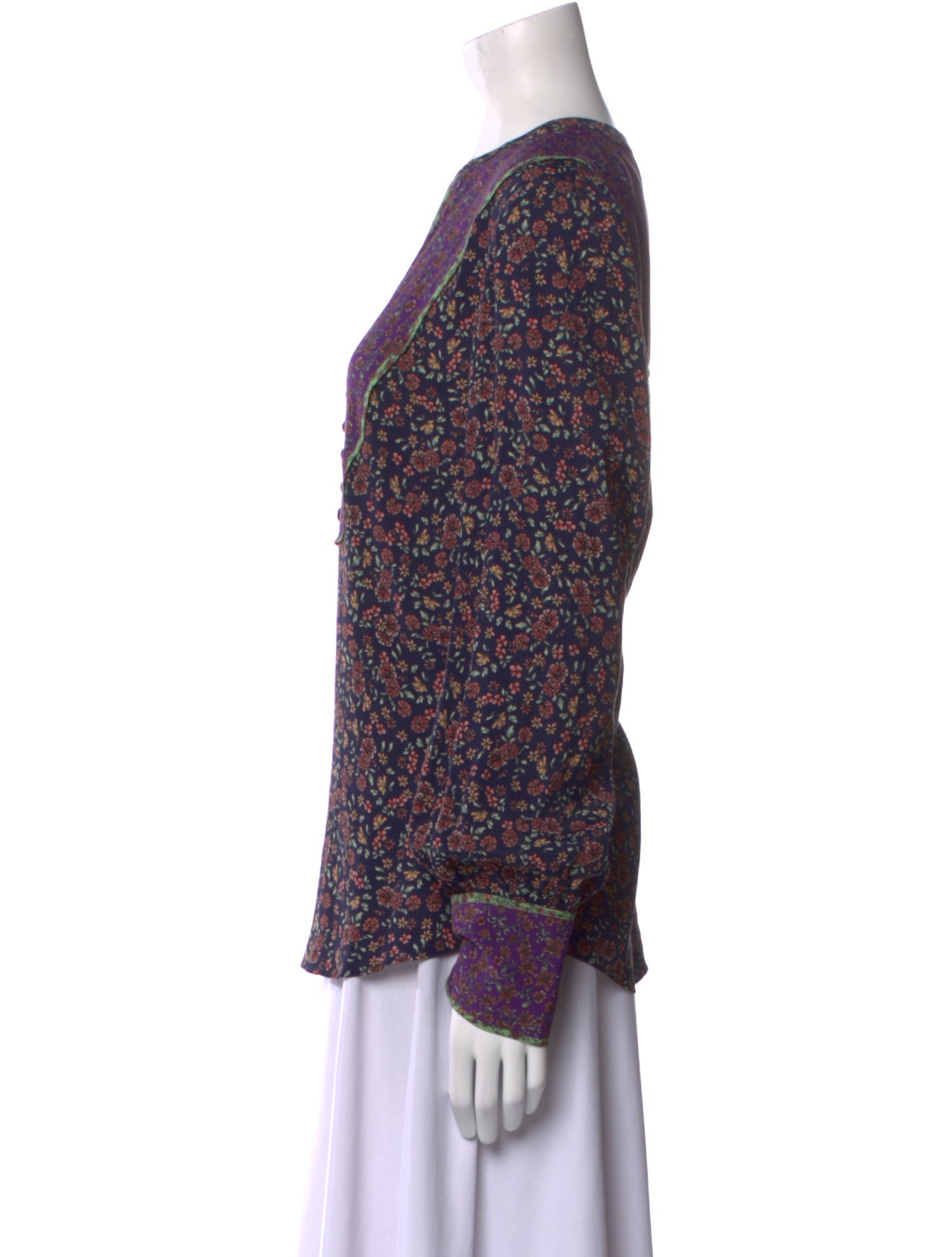 Veronica Beard Printed V-Neck Blouse