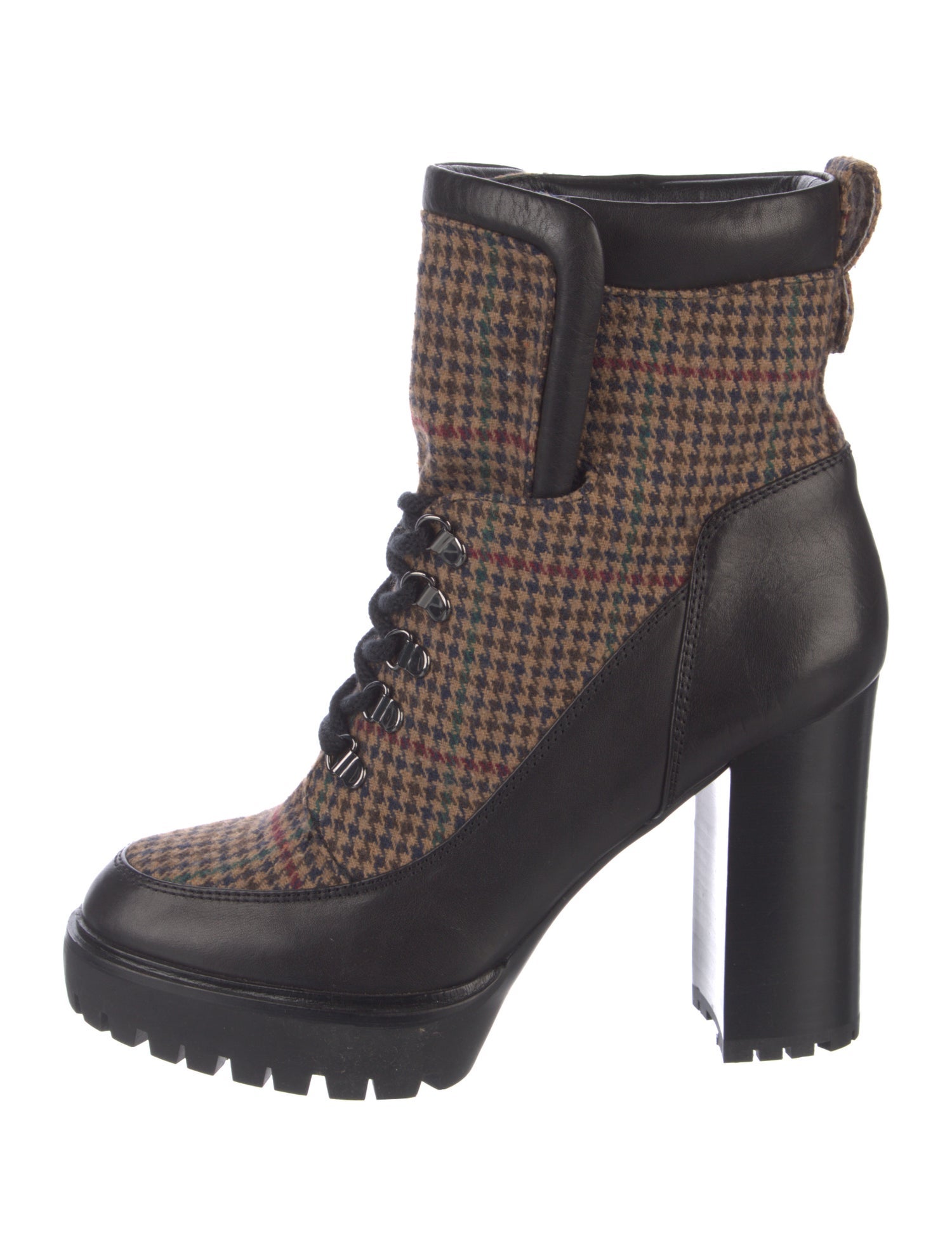 Veronica Beard Houndstooth Print Combat Boots