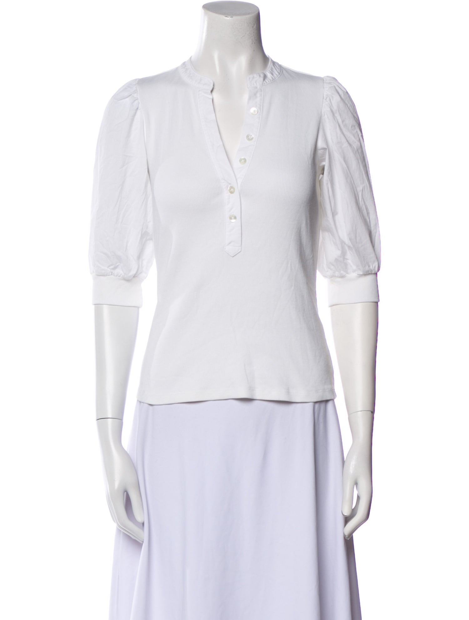 Veronica Beard V-Neck Three-Quarter Sleeve Polo