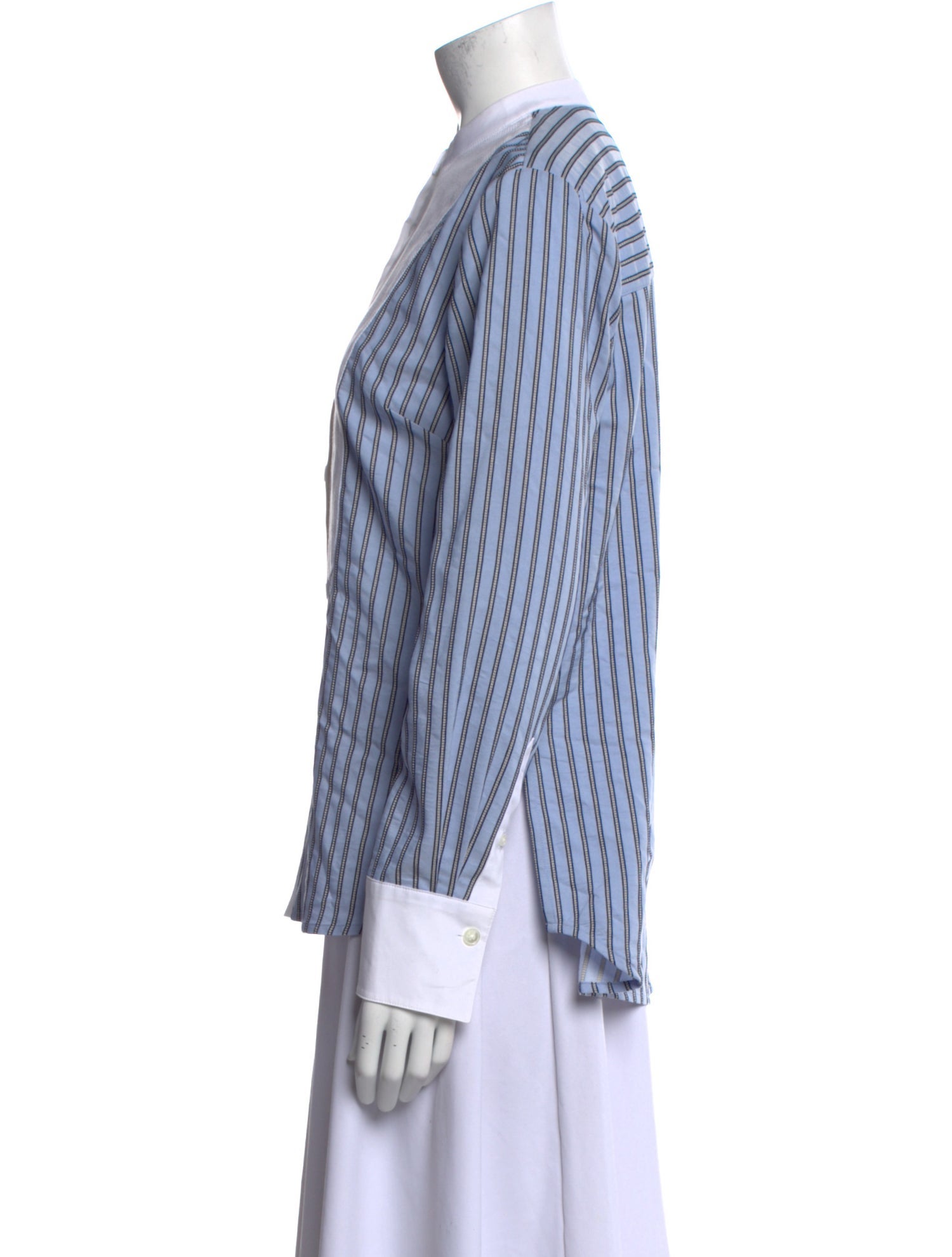 Veronica Beard Striped Long Sleeve Button-Up Top