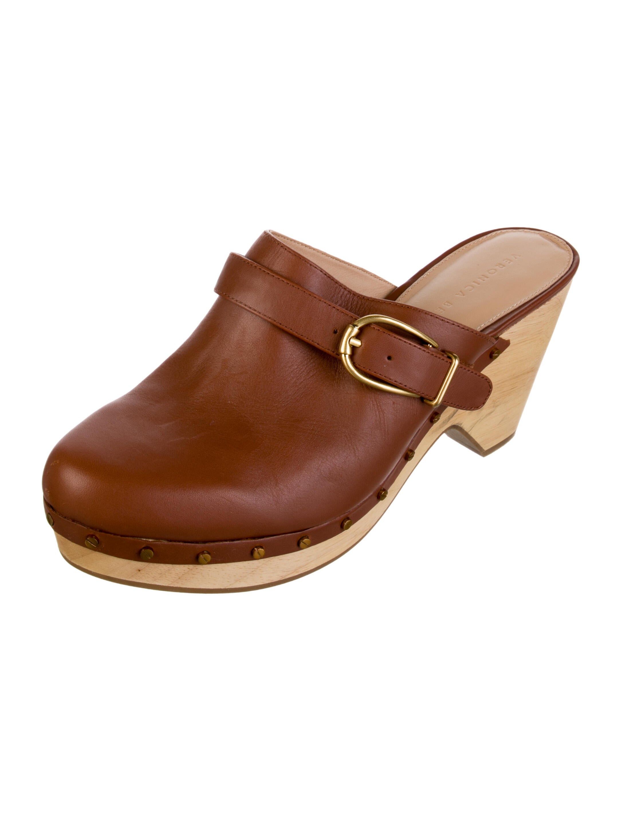 Veronica Beard Leather Studded Accents Mules