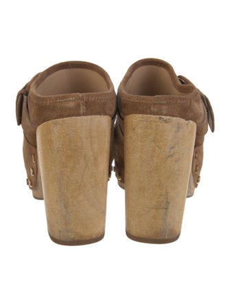 Veronica Beard Suede Colorblock Pattern Mules