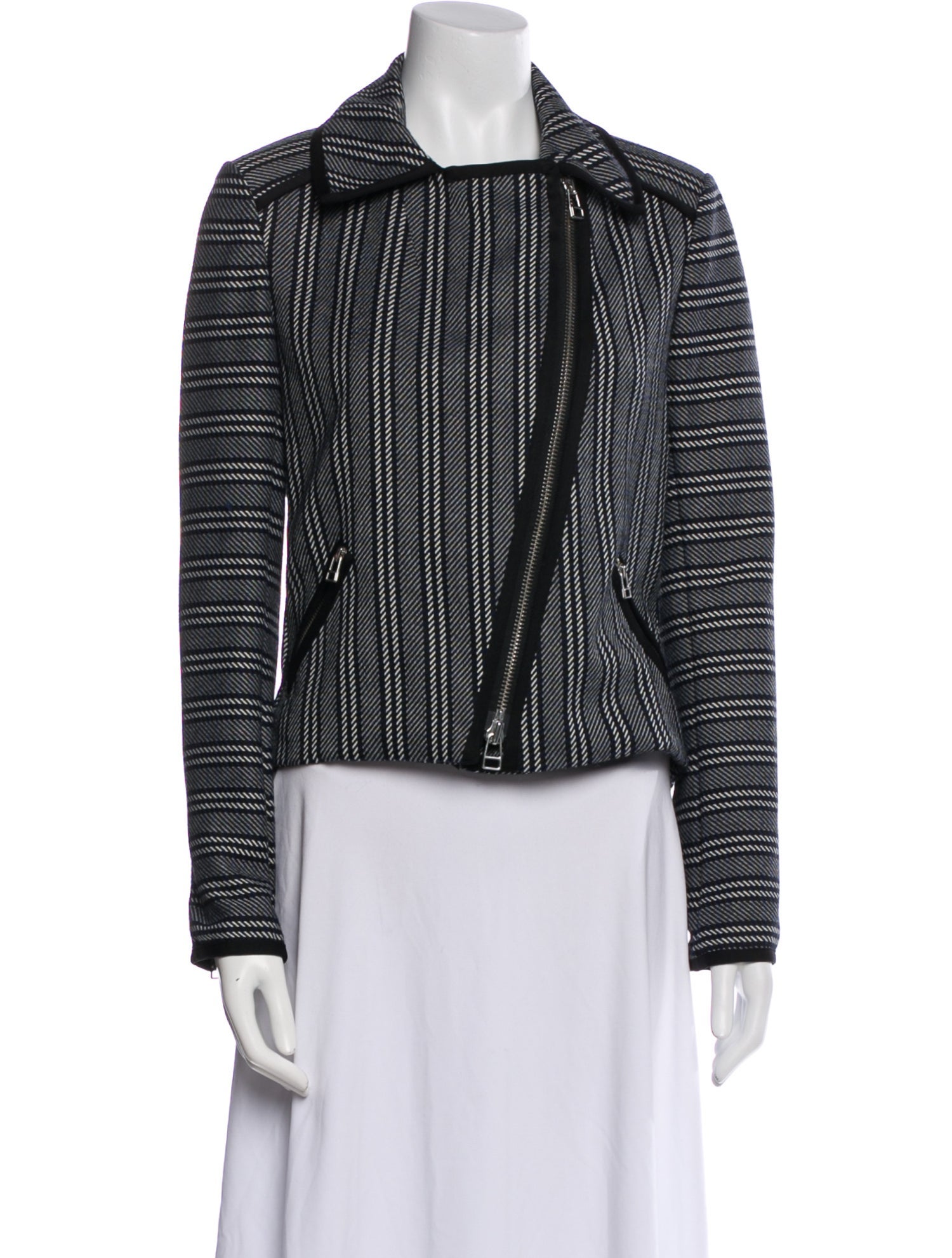 Veronica Beard Houndstooth Print Biker Jacket