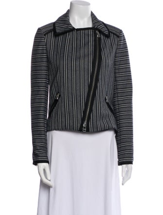 Veronica Beard Houndstooth Print Biker Jacket