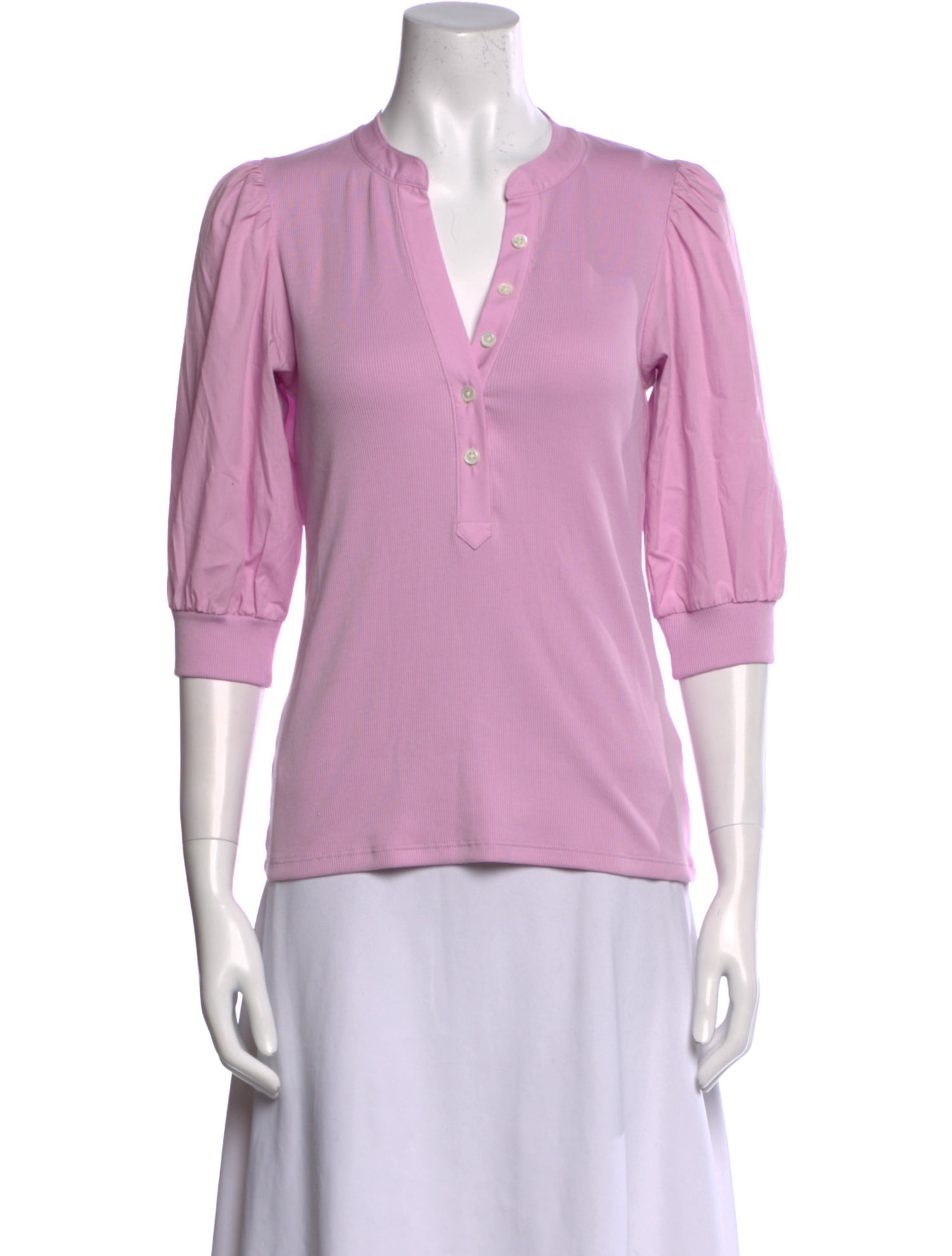 Veronica Beard V-Neck Three-Quarter Sleeve Polo w/ Tags