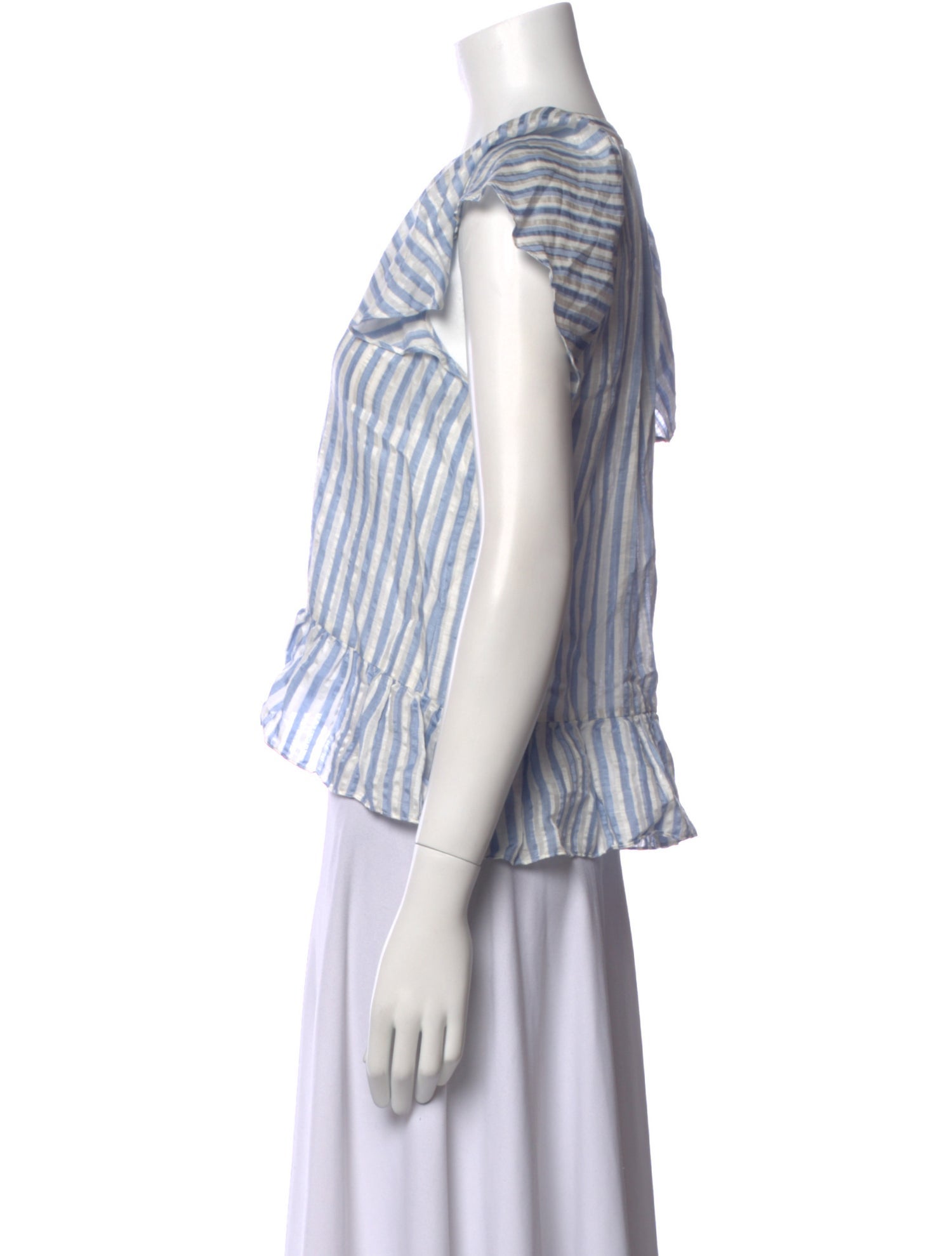 Veronica Beard Striped V-Neck Crop Top