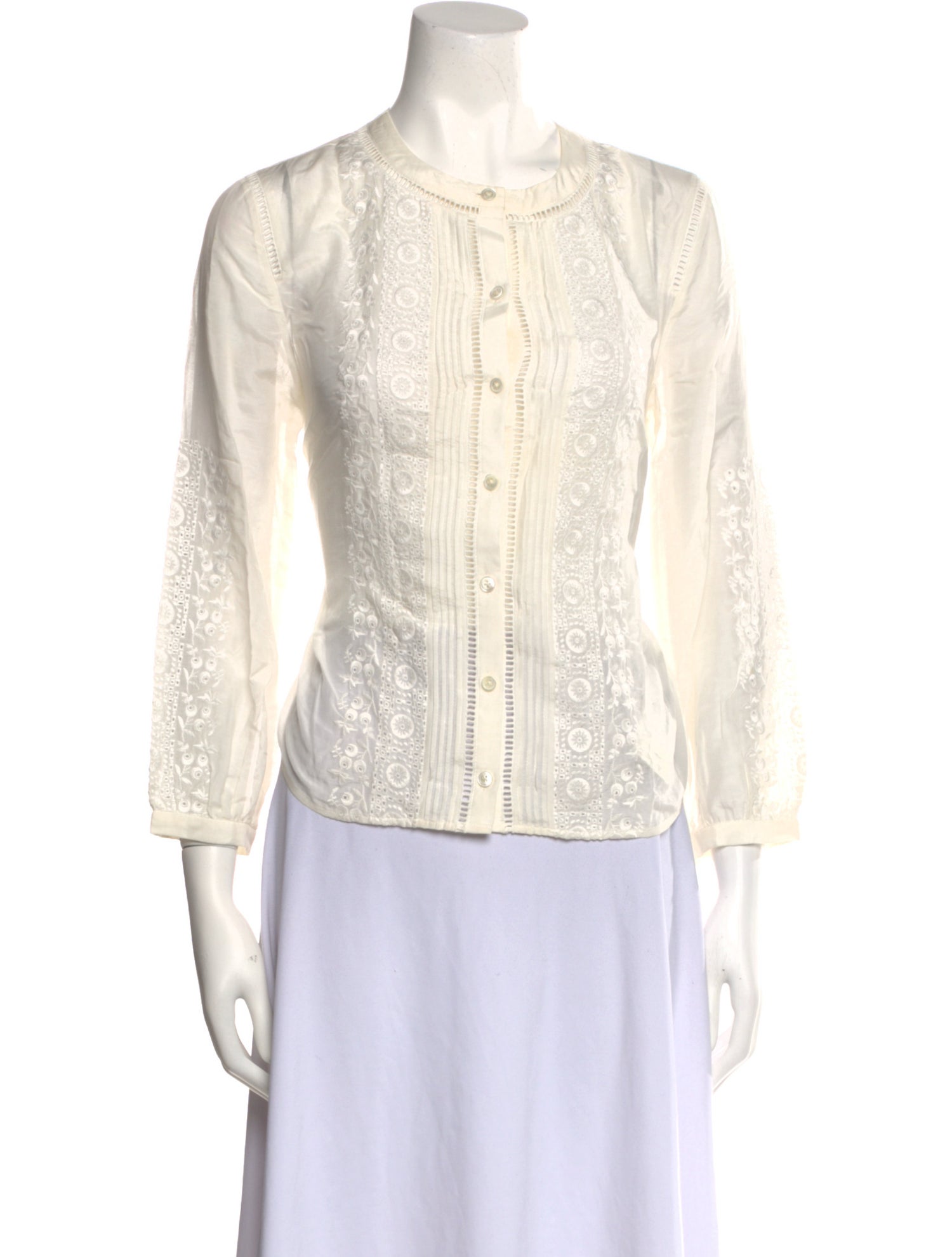 Veronica Beard Three-Quarter Sleeve Button-Up Top