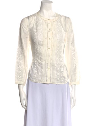 Veronica Beard Three-Quarter Sleeve Button-Up Top