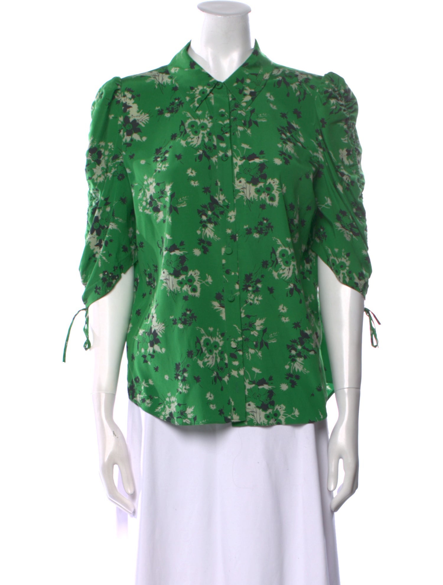 Veronica Beard Silk Floral Print Button-Up Top