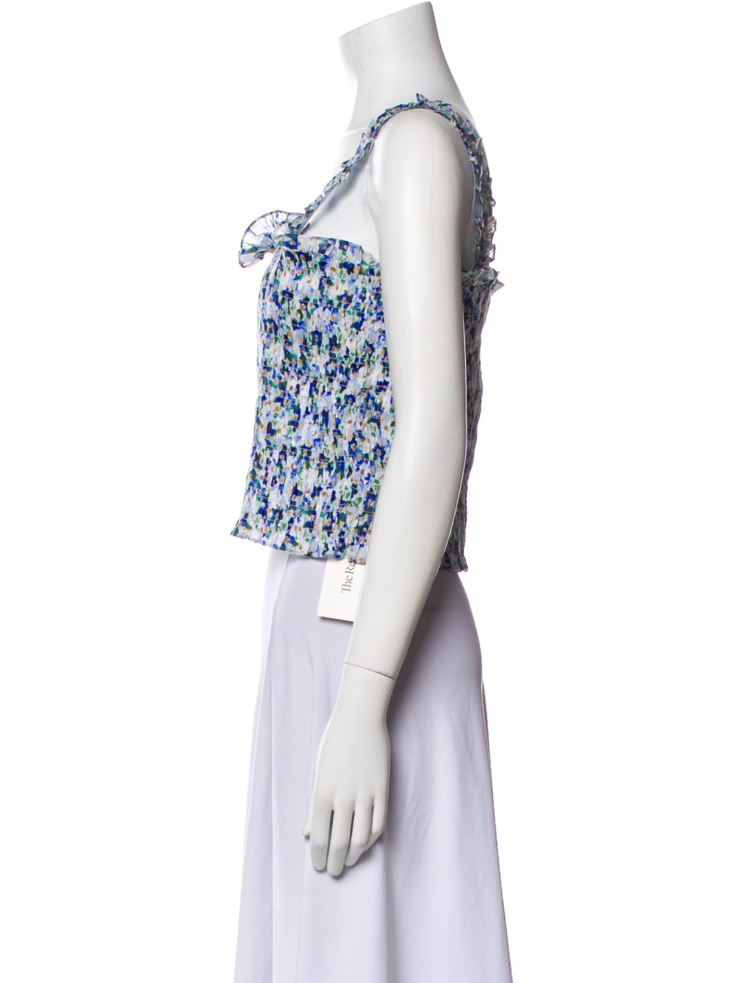 Veronica Beard Floral Print Square Neckline Crop Top