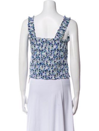 Veronica Beard Floral Print Square Neckline Crop Top