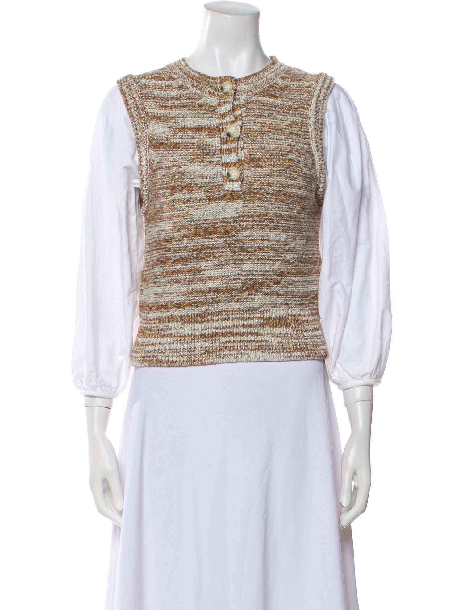 Veronica Beard Striped Crew Neck Crop Top