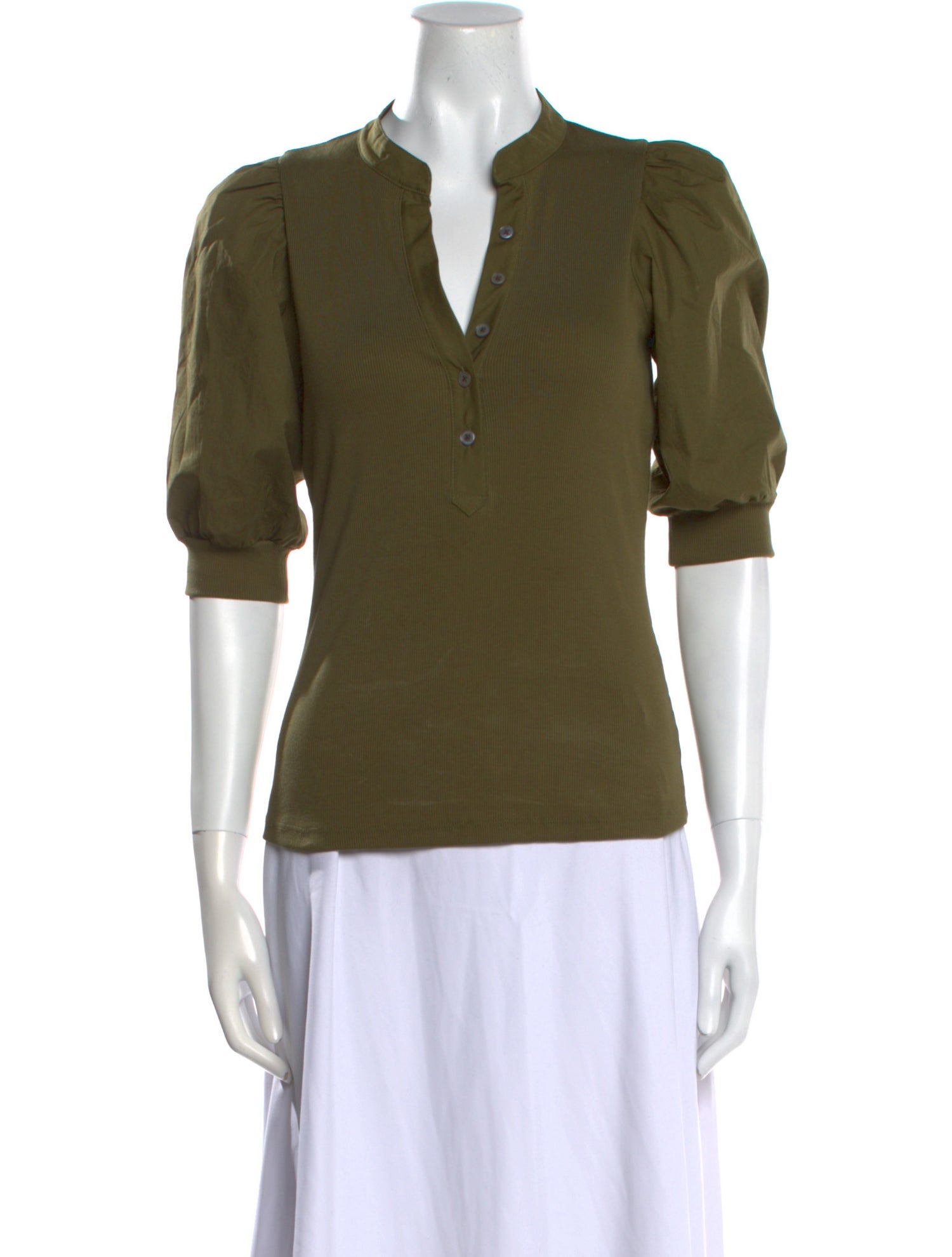 Veronica Beard V-Neck Three-Quarter Sleeve Polo