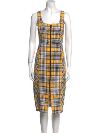 Veronica Beard Plaid Print Midi Length Dress