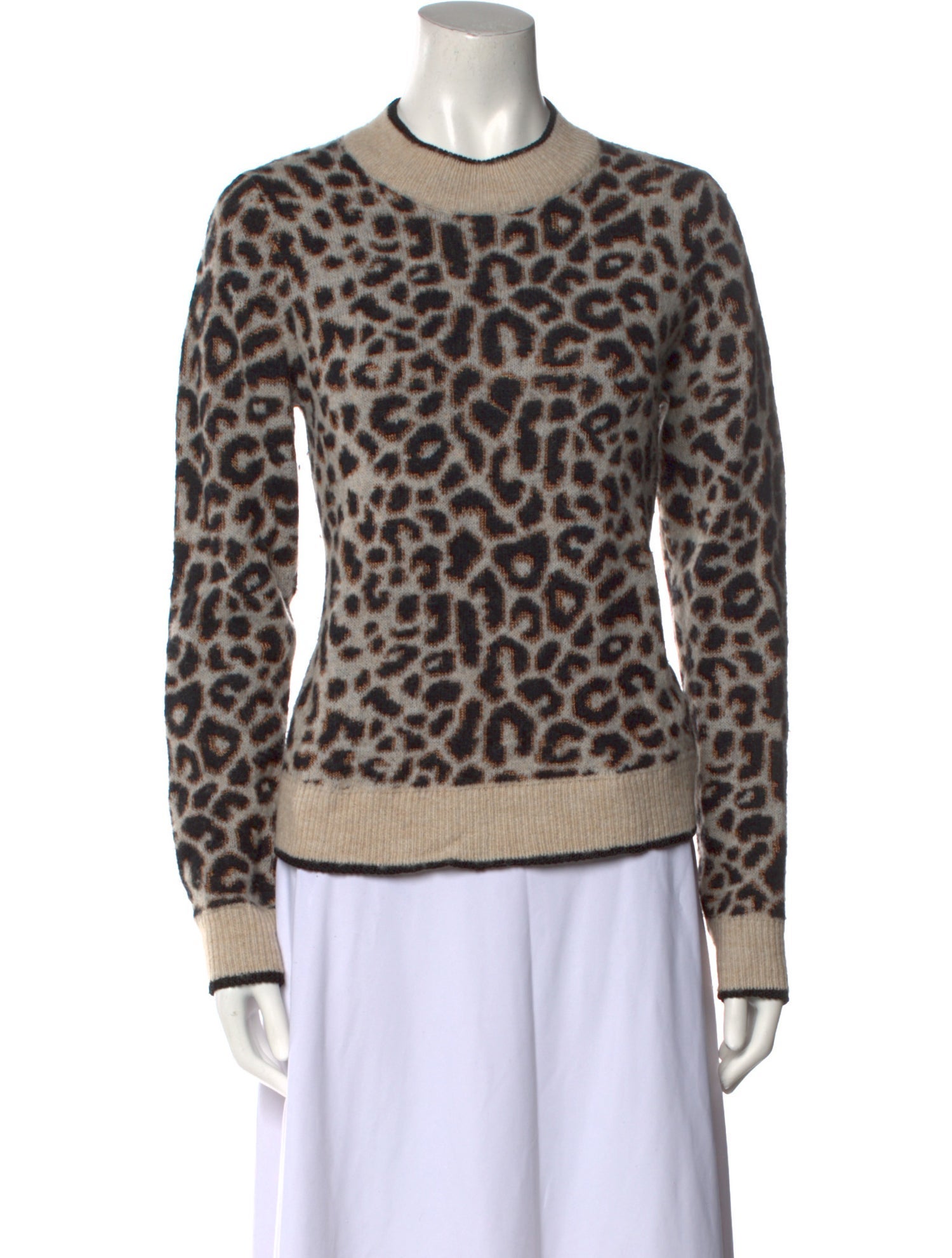 Veronica Beard Animal Print Crew Neck Sweater