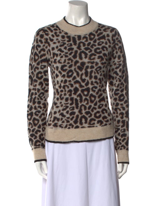 Veronica Beard Animal Print Crew Neck Sweater