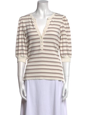 Veronica Beard Striped V-Neck Top
