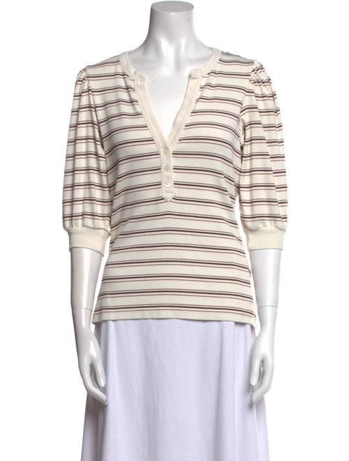 Veronica Beard Striped V-Neck Top