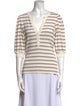 Veronica Beard Striped V-Neck Top
