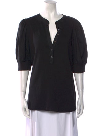 Veronica Beard V-Neck Three-Quarter Sleeve Top