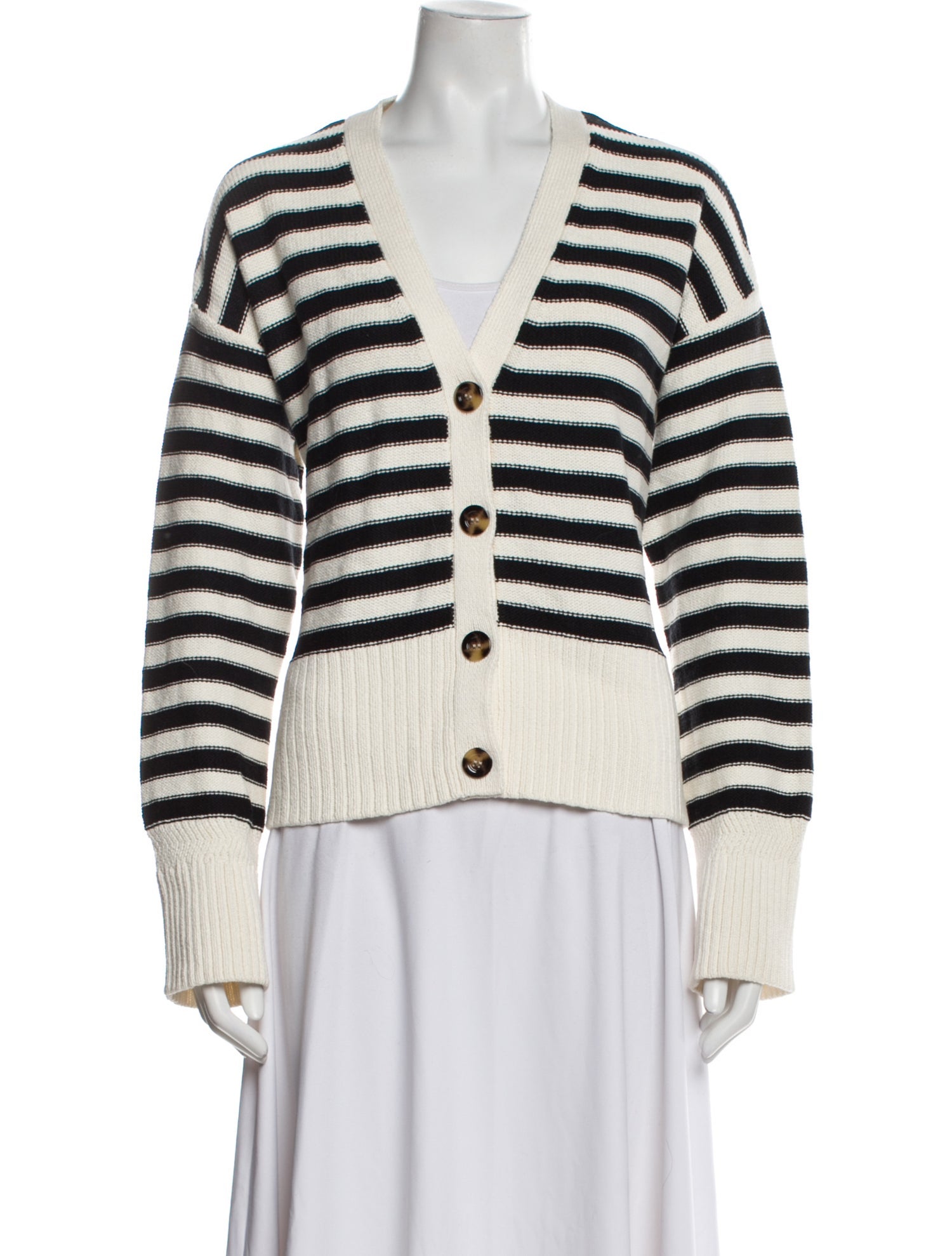 Veronica Beard Striped V-Neck Sweater