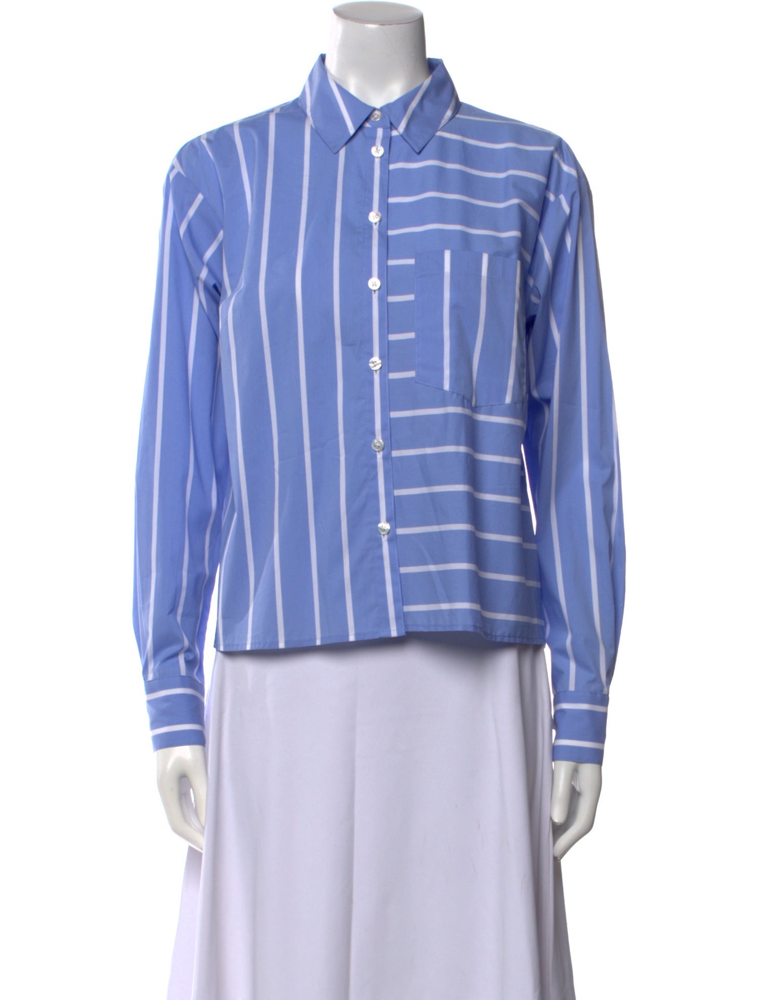 Veronica Beard Striped Long Sleeve Button-Up Top w/ Tags