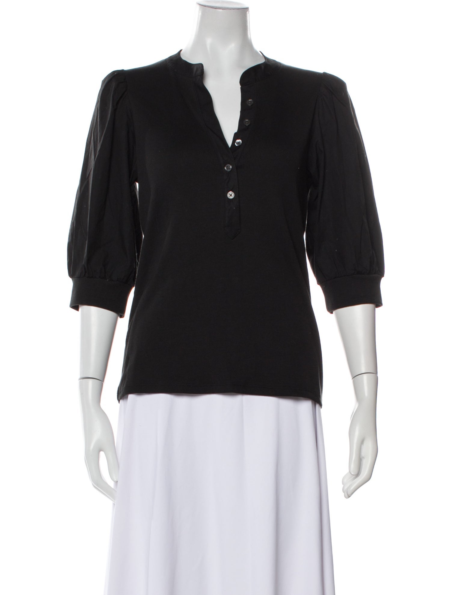 Veronica Beard V-Neck Three-Quarter Sleeve Polo