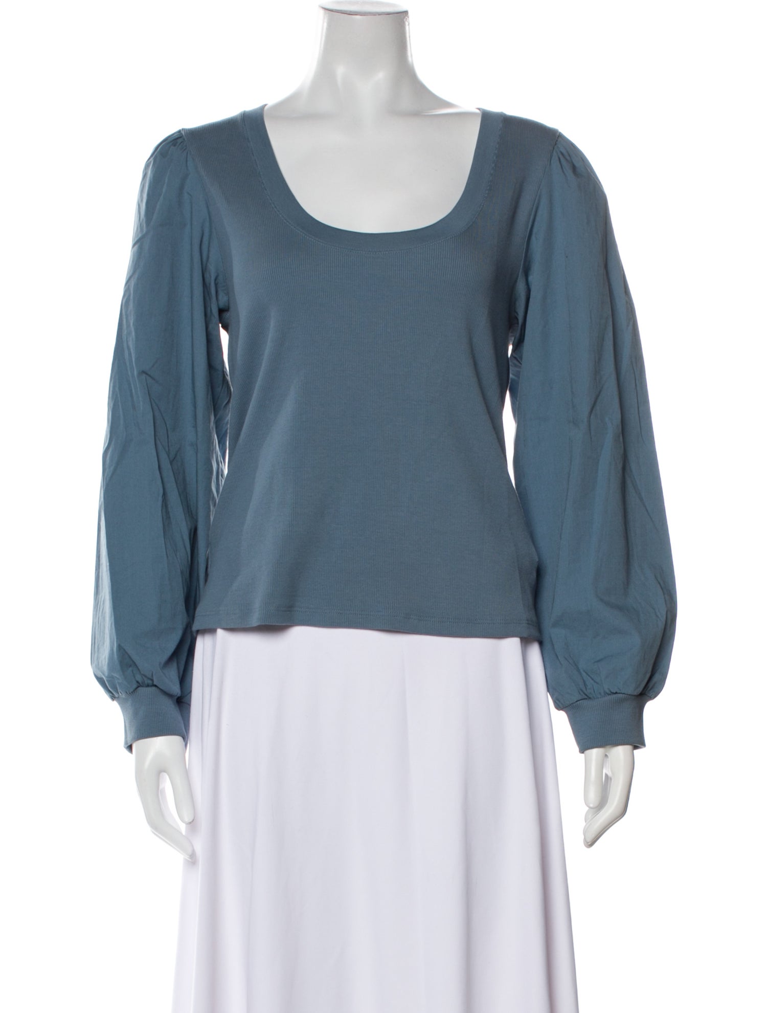 Veronica Beard Scoop Neck Long Sleeve Blouse