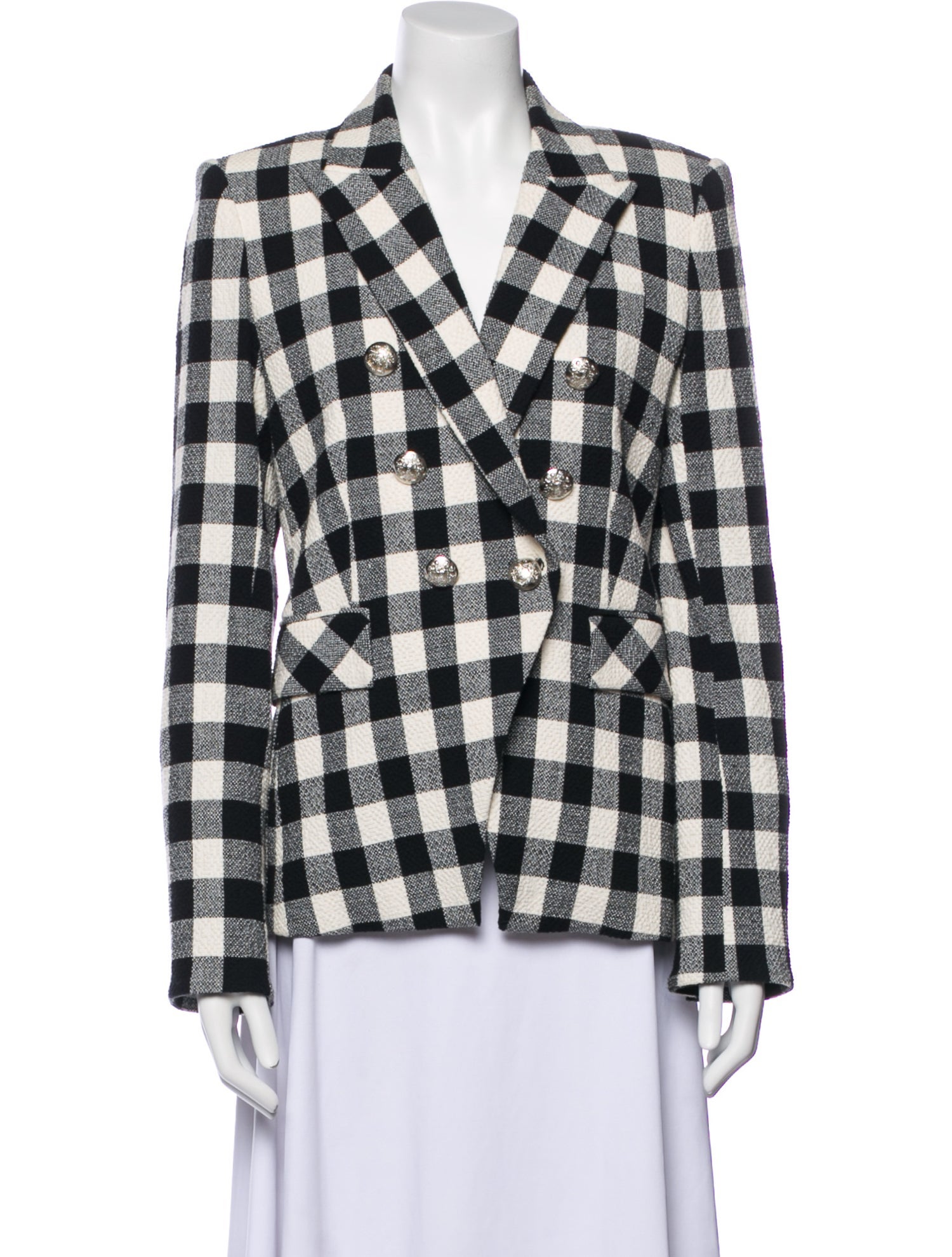 Veronica Beard Linen Plaid Print Blazer