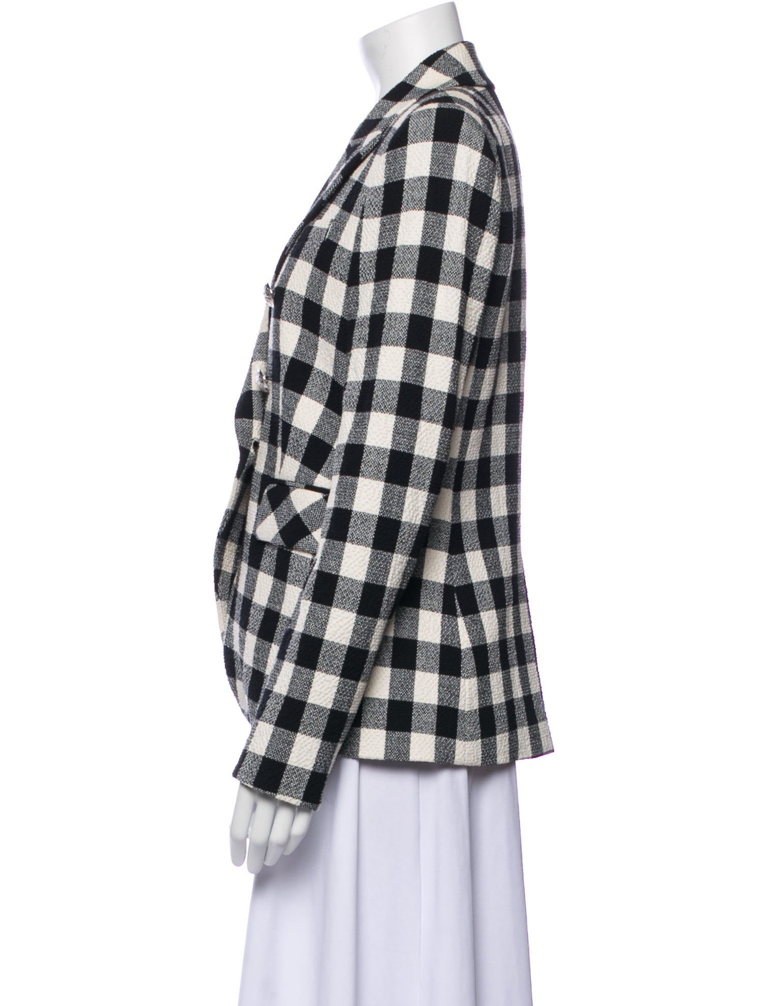 Veronica Beard Linen Plaid Print Blazer