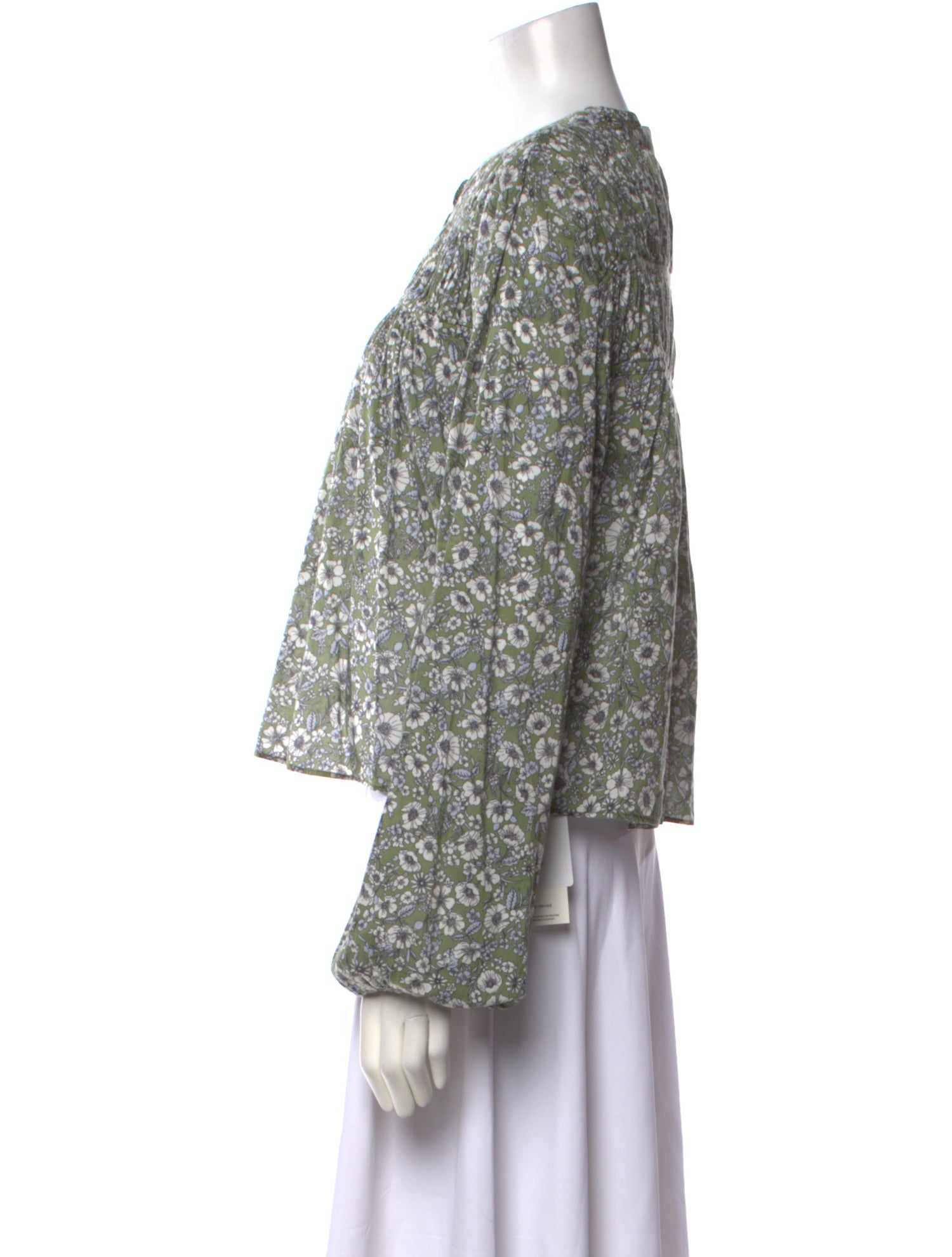 Veronica Beard Floral Print Crew Neck Blouse