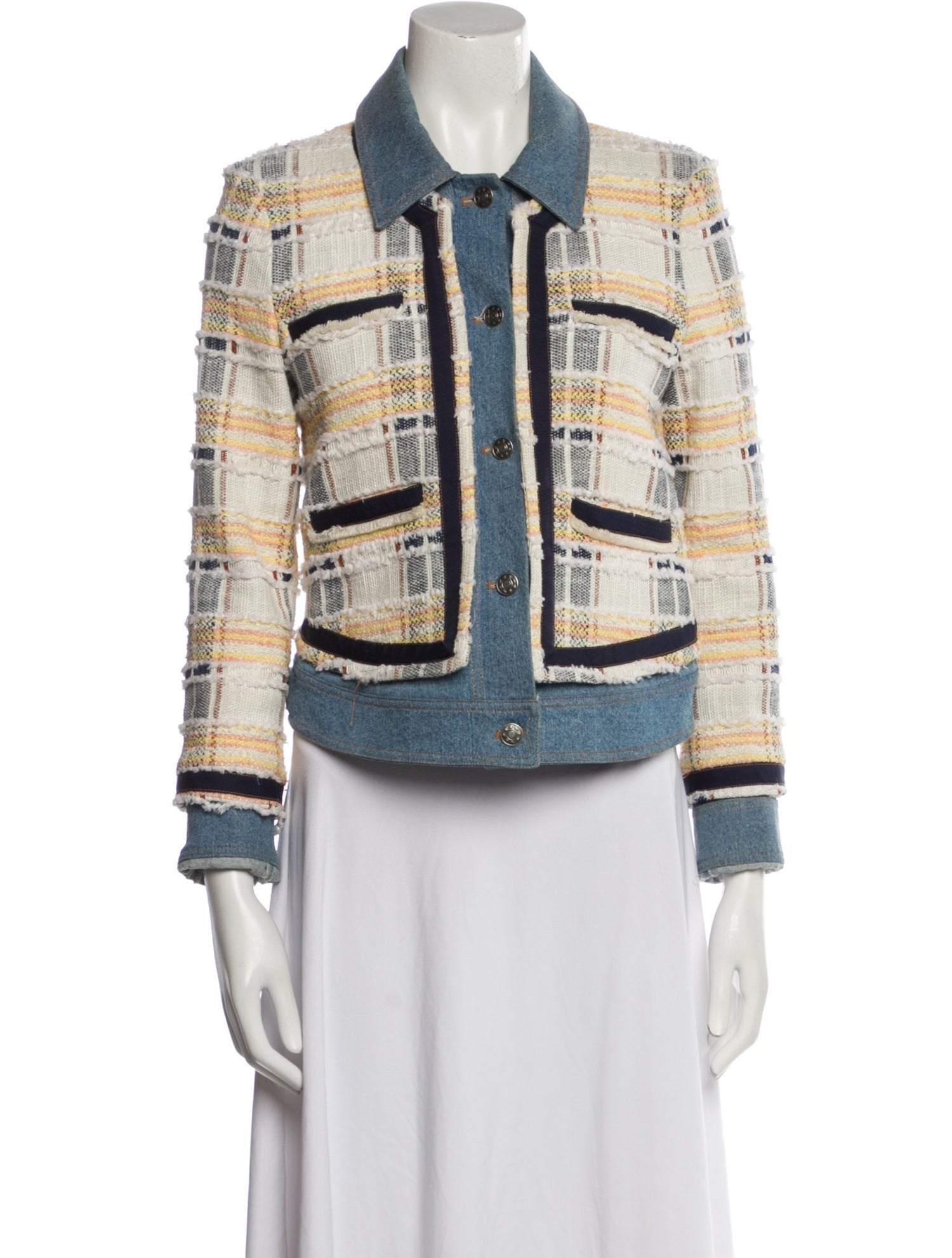 Veronica Beard Tweed Pattern Denim Jacket