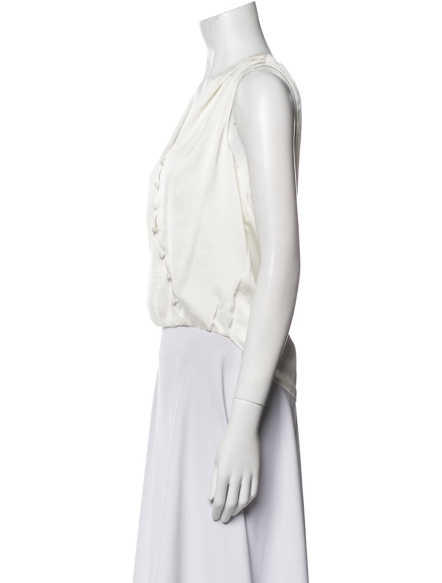 Veronica Beard V-Neck Sleeveless Crop Top