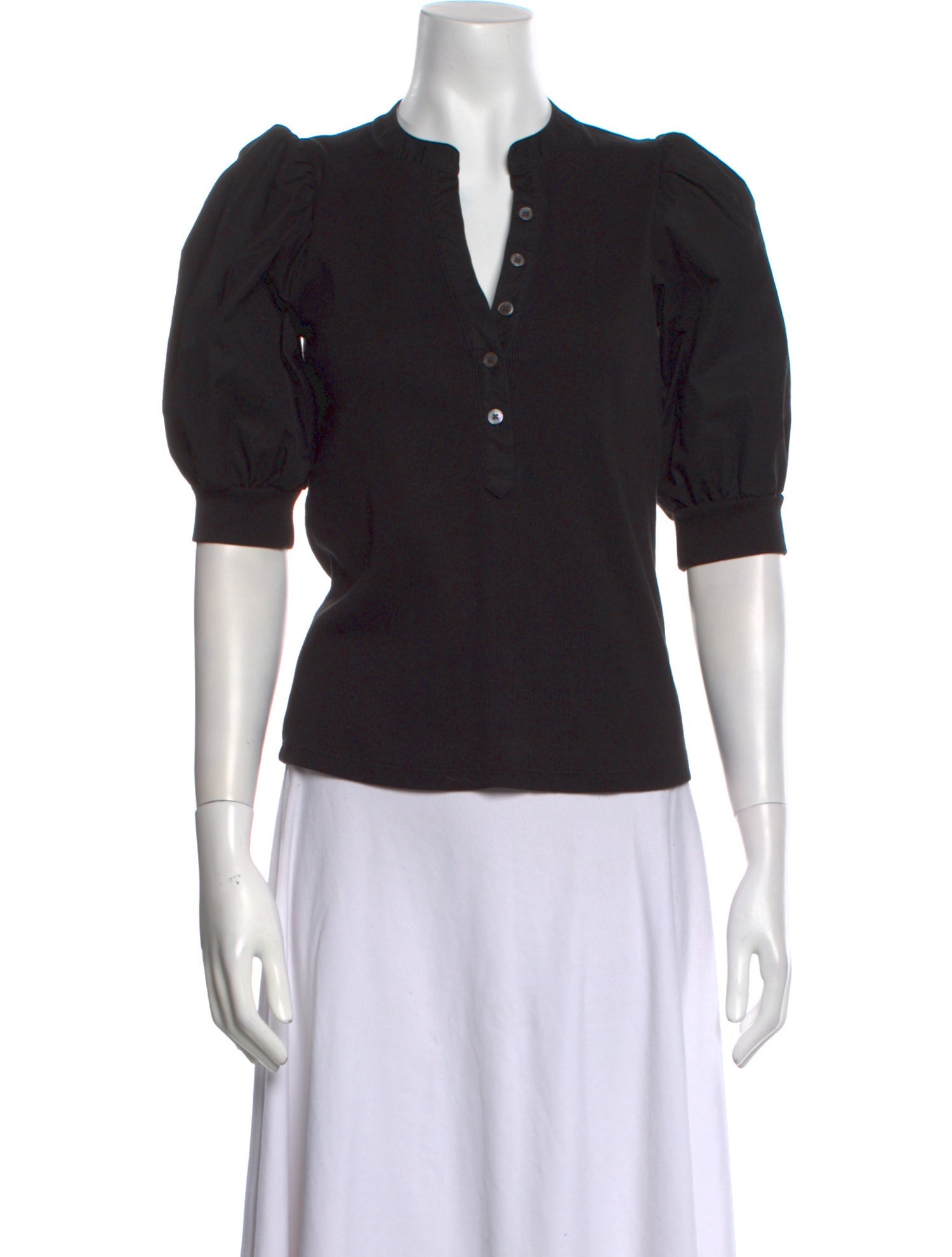 Veronica Beard V-Neck Three-Quarter Sleeve Polo