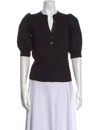 Veronica Beard V-Neck Three-Quarter Sleeve Polo