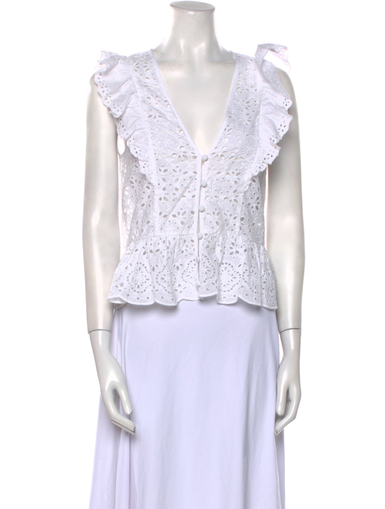 Veronica Beard V-Neck Sleeveless Crop Top