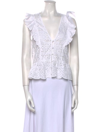 Veronica Beard V-Neck Sleeveless Crop Top