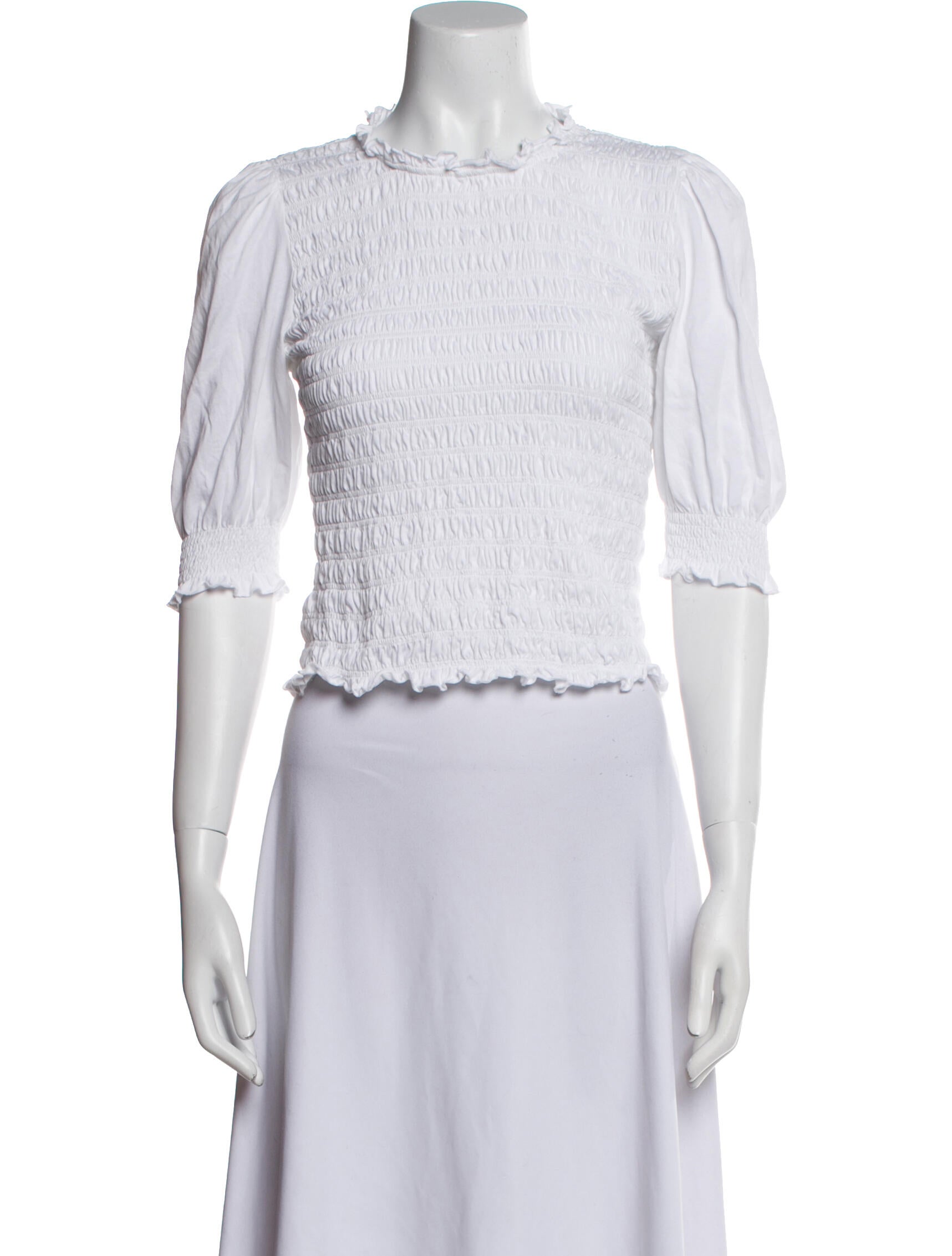 Veronica Beard Mock Neck Three-Quarter Sleeve Crop Top