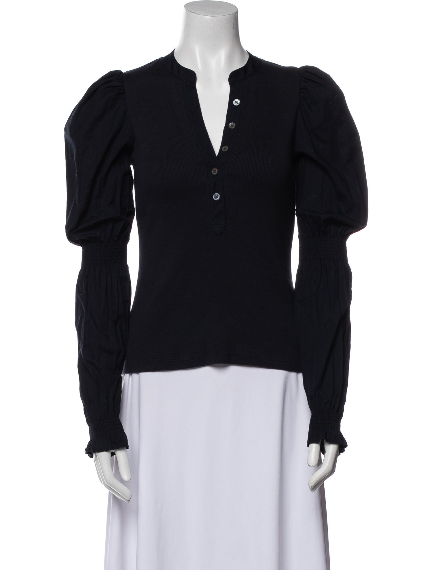 Veronica Beard V-Neck Long Sleeve Blouse