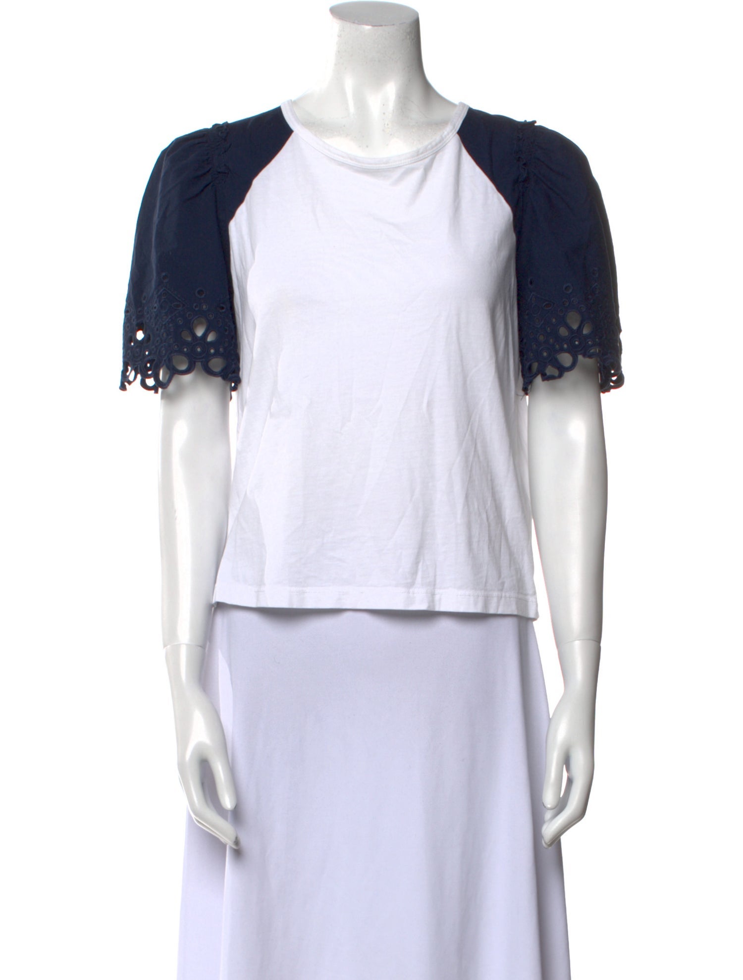 Veronica Beard Scoop Neck Short Sleeve Crop Top