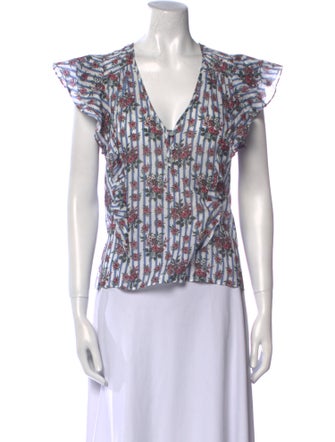 Veronica Beard Printed V-Neck Blouse