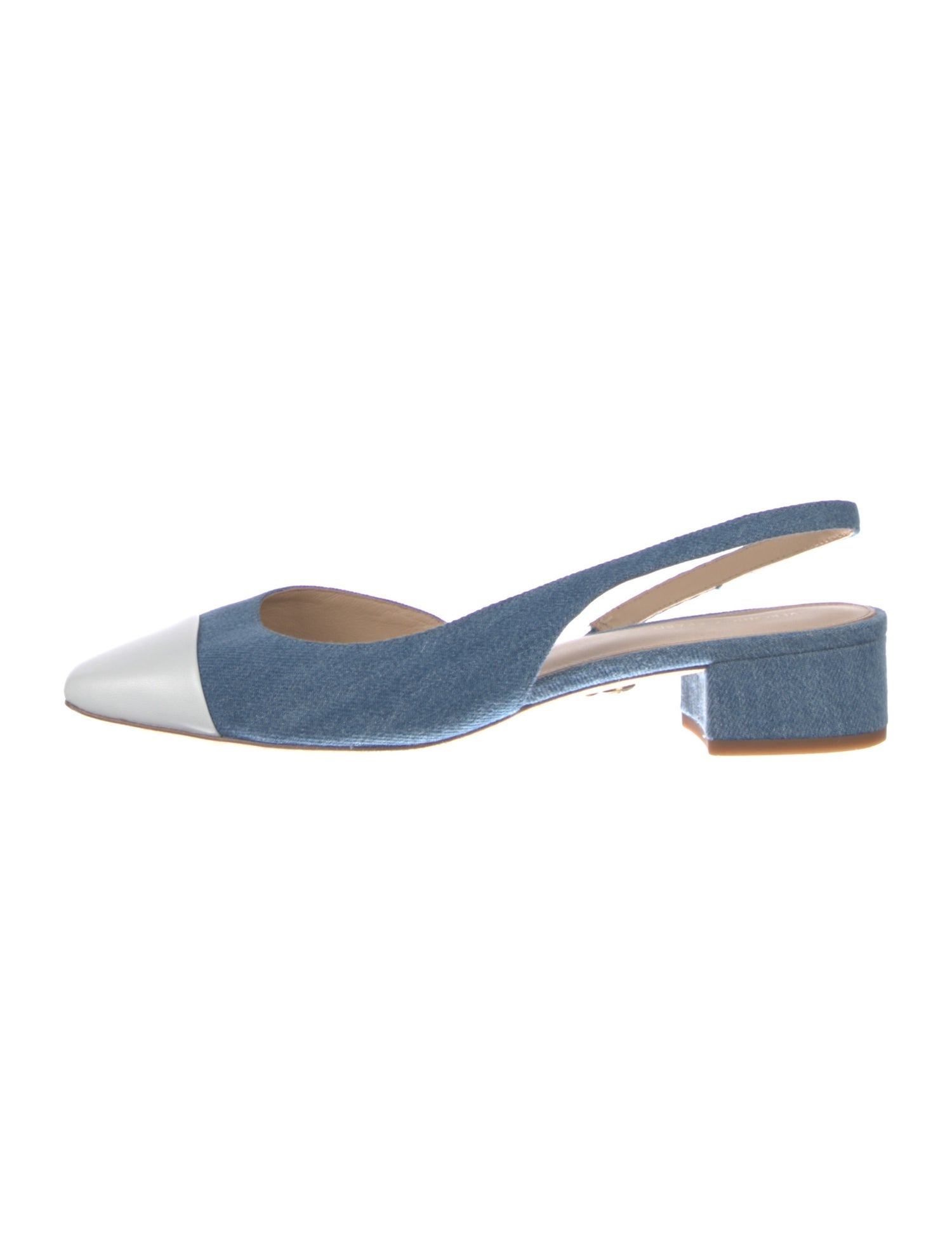 Veronica Beard Denim Colorblock Pattern Slingback Pumps