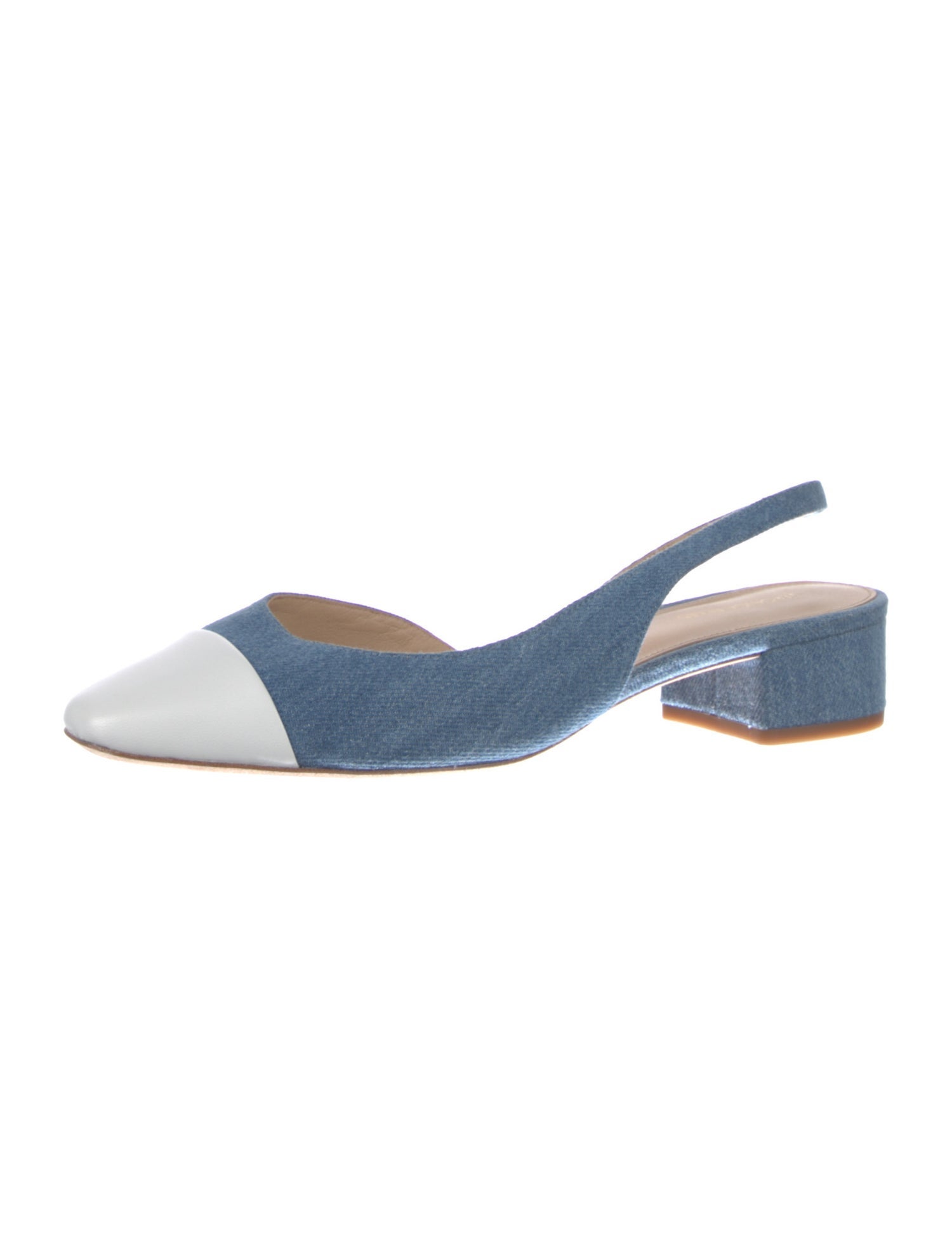 Veronica Beard Denim Colorblock Pattern Slingback Pumps