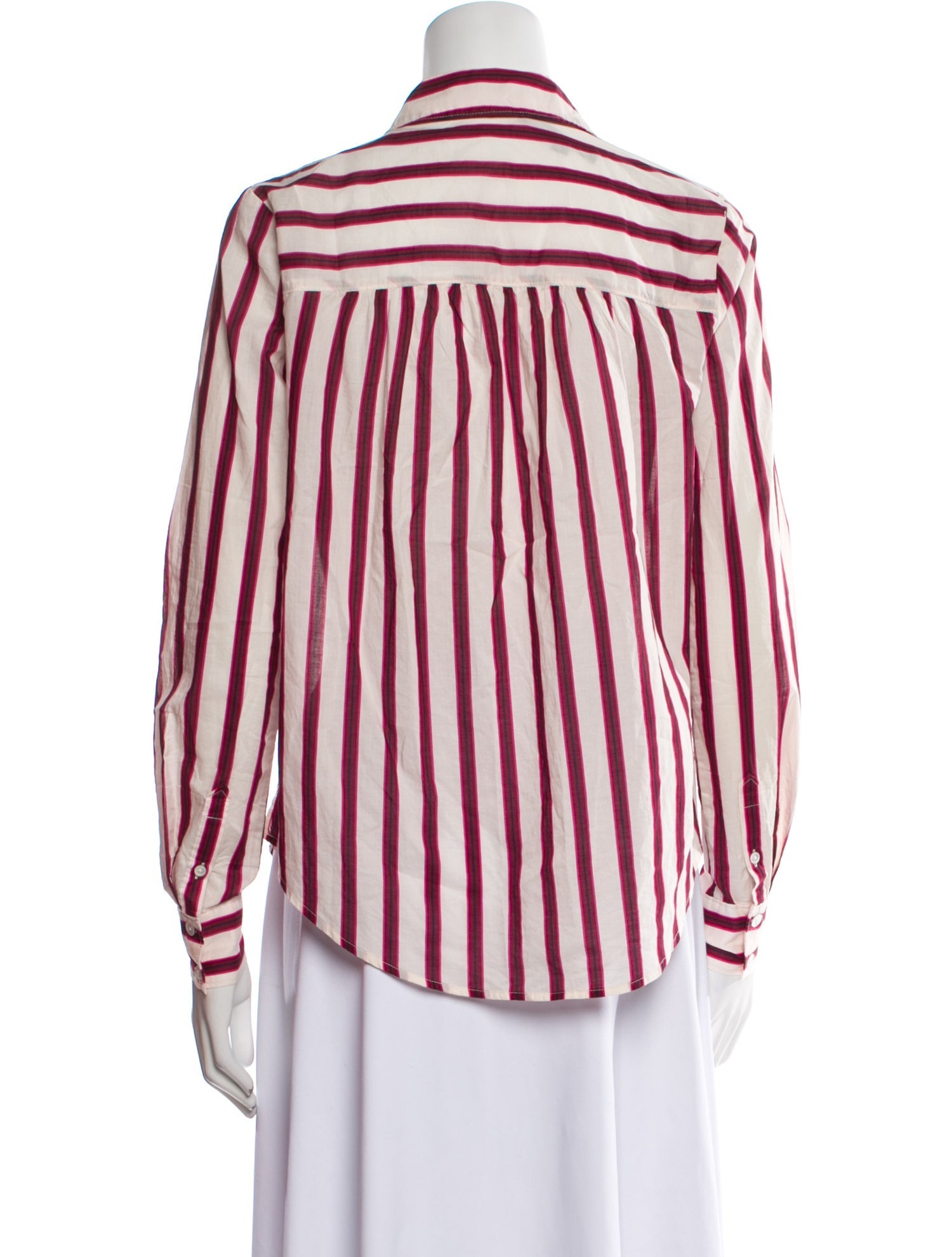 Veronica Beard Striped Long Sleeve Button-Up Top