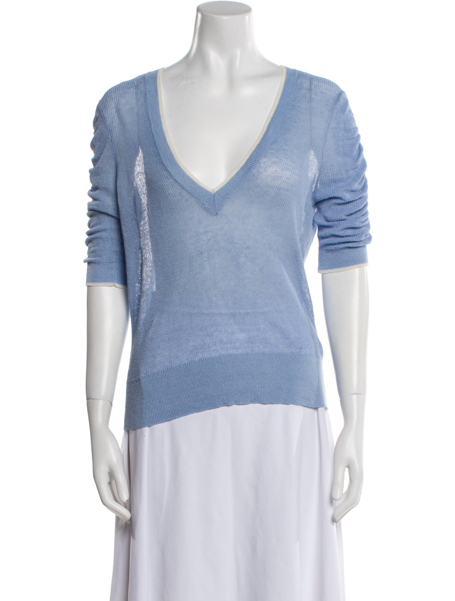 Veronica Beard Linen V-Neck Sweater