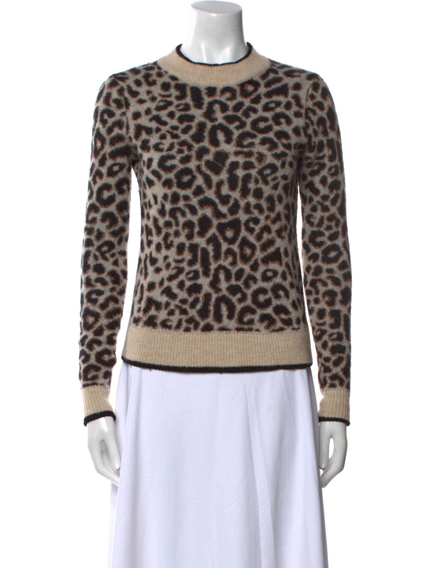 Veronica Beard Animal Print Crew Neck Sweater