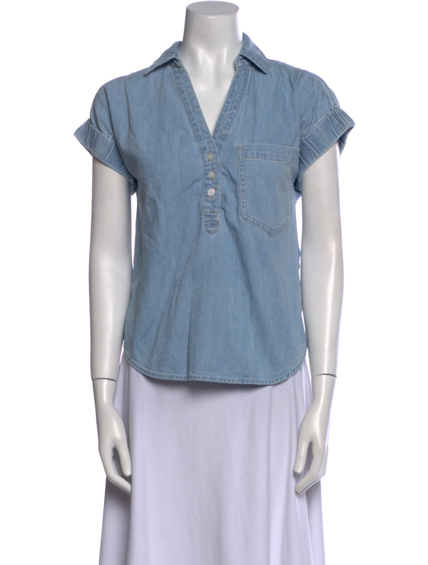 Veronica Beard V-Neck Short Sleeve Polo