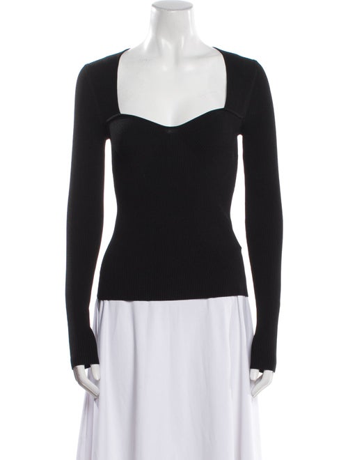 Veronica Beard Square Neckline Long Sleeve Top